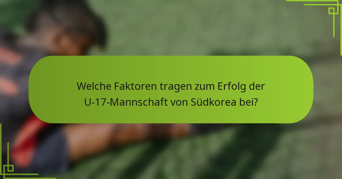 Welche Faktoren tragen zum Erfolg der U-17-Mannschaft von Südkorea bei?