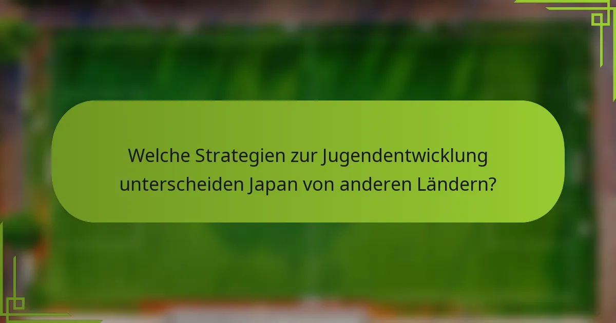 Welche Strategien zur Jugendentwicklung unterscheiden Japan von anderen Ländern?