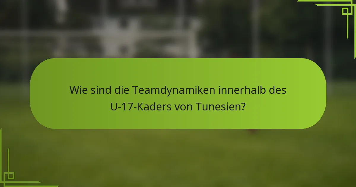 Wie sind die Teamdynamiken innerhalb des U-17-Kaders von Tunesien?